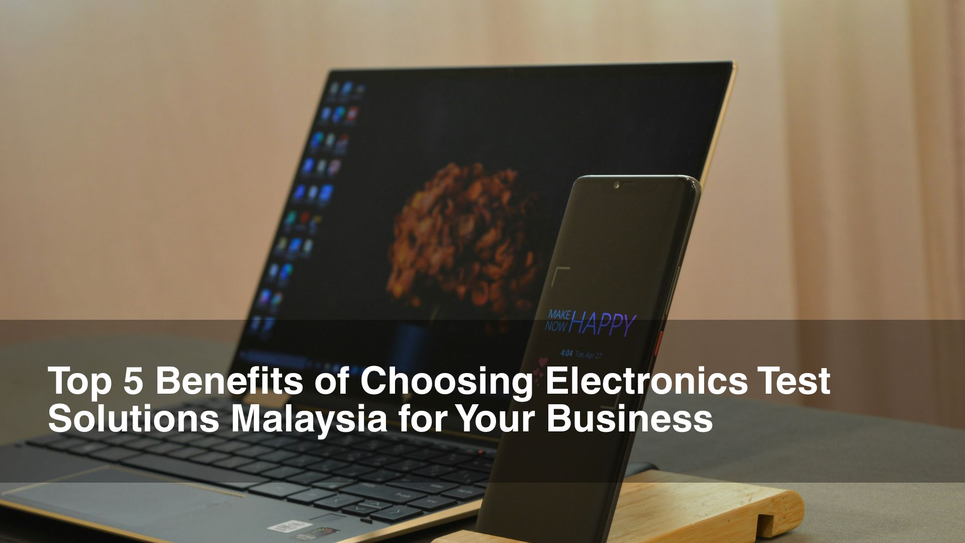 Laptop showing electronic test solutions